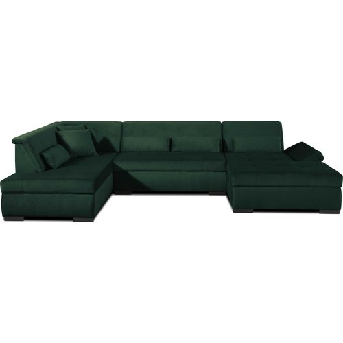 Best Mobilier Vermont, Ecksofa, Grün, 7 Sitz(e), Vermont, Samt, Holz