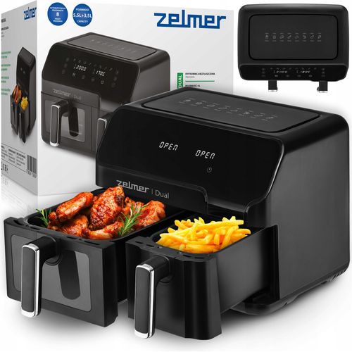 Fettfreie Friteuse 2700W 9L Dual Zelmer Mit 8 Programmen Und 2 Fächern