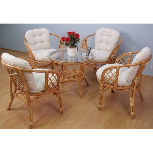 Essgruppe HOME AFFAIRE, gelb (honigfarben), Sitzmöbel-Sets, Essgruppe, honigfarben, inklusive Kissenauflagen