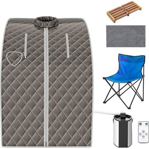 COSTWAY 3L Mini Dampfsauna 1000W mit Zerstäubungsfunktion, einstellbarer Temperatur, Fernbedienung und Sitz, 78x87x101cm