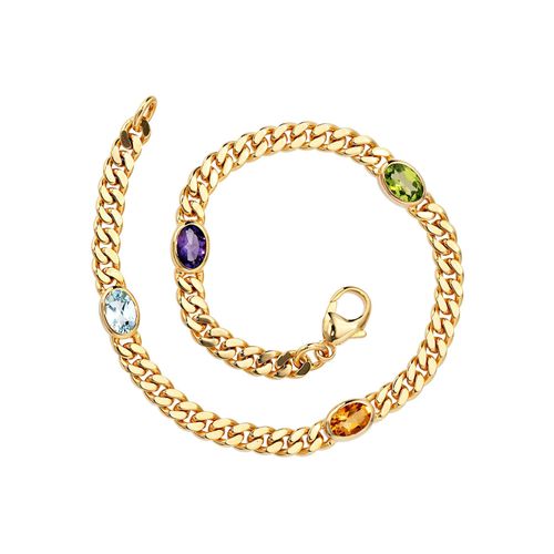 Goldarmband JOBO, gelb (gelbgold 585), Armbänder, Damen, 19cm, Gelbgold 585, Goldarmband, 585 Gold Amethyst Aquamarin Citrin Peridot 19 cm