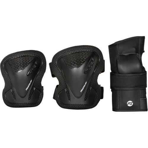 Protektoren-Set POWERSLIDE "Basic Adult Set" Gr. L, schwarz, Protektoren, L, EVA, Nylon, Nylon Mesh, Polyethylen (PE)