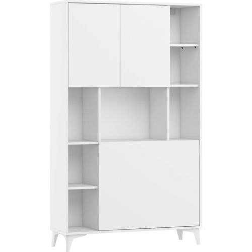 Klappbare Schreibtisch MEGAN 2 Schreibtischregale Regale Haushaltsbüro Computertisch WEIß MATT / WEIß MATT