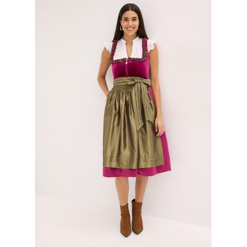 bonprix Dirndl mit Samt in Midilänge (2-tlg.Set), lila, Gr.38, Traditionelles Dirndl mit hochwertigen Samtmieder und changierender Schürze. Der Rock ist mit einem angenehmen Baumwollfutter ausgestattet., aus Samt