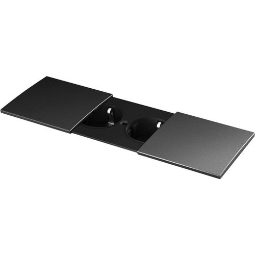 Einbausteckdose Due, 2-fach Küchensteckdose, Bürosteckdose Schwarz