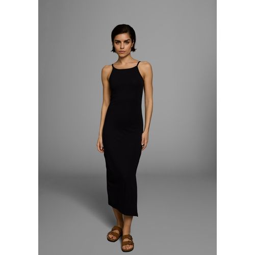 Sommerkleid AJC, Damen, Gr. 32, N-Gr, schwarz, Single Jersey, Obermaterial: 95% Baumwolle, 5% Elasthan, unifarben, Basic, sehr figurbetont knöchellang, Kleider Sommerkleid, aus Single Jersey, mit verstellbaren Spaghettiträgern