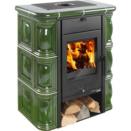 Haas+Sohn Tirol Kaminofen Perlschwarz / Grün