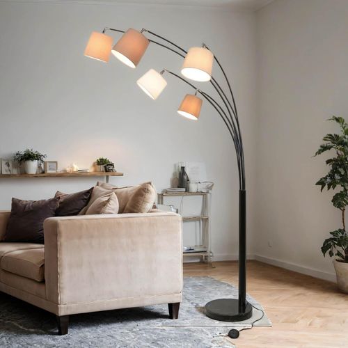 Design Stehlampe Wohnzimmer 200 cm hoch Marmor Fuß Modern verstellbar E27 Stehleuchte Wohnzimmer