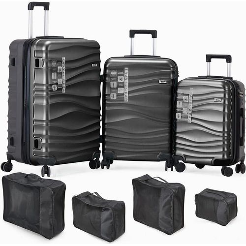 DMS® 7tlg Hartschalenkofferset Koffer Reisekoffer Trolley ABS-Hartschale