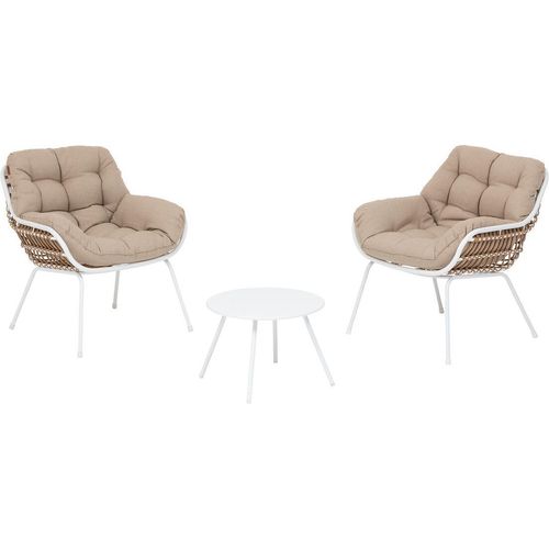 Gartenmöbel-Duo PAOPAO Weiß - 2 Plätze - epoxidbeschichteter Stahl - verstärkte Rostschutzbehandlung - Hespéride