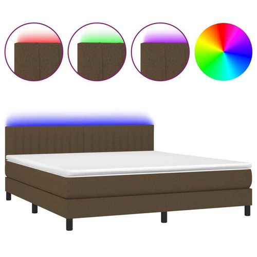Boxspringbett mit Matratze & LED Dunkelbraun 160x200 cm Stoff Image