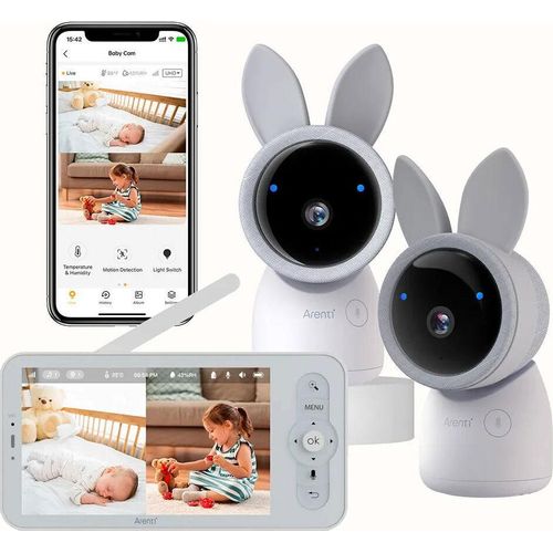 ARENTI 3MP/2K Wi-Fi Video Baby Monitor Kit mit zwei Kameras und LCD-Bildschirm