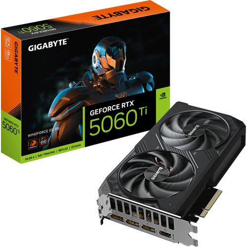 GIGABYTE GeForce RTX 5060 Ti WINDFORCE OC 8G Grafikkarte - 8GB GDDR7, 128bit, PCI-E 5.0, 2587MHz Core Clock, 3 x DisplayPort, 1 x HDMI, GV-N506TWF2OC-8GD