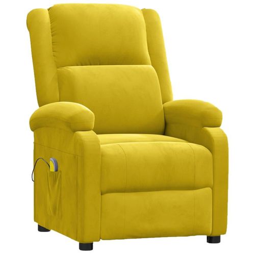 Massagesessel Gelb Samt 70x93x98 cm mit Liege- und Vibrationsfunktion