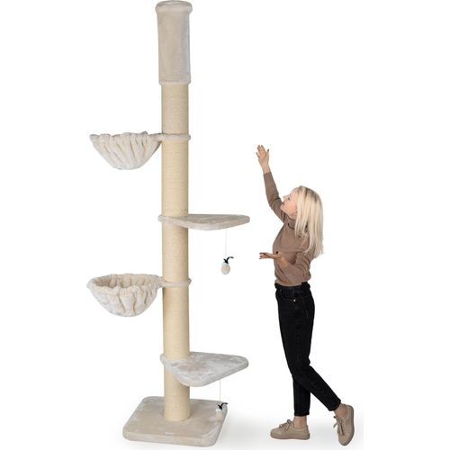 HAPPYPET Kratzbaum 'Leonardo' Grosse Katzen Stabil XXL Deckenhoch, 250 bis 275 cm - 18 cm Dicke Stämme, Katzenkratzbaum für Maine Coons & Ragdolls
