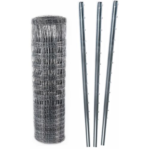 50m Wildzaun Forstzaun Knotengeflecht 160/15/15+ Z-Profil Zaunpfosten