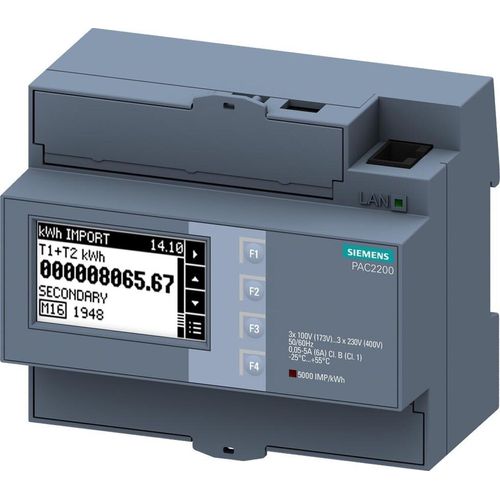 Siemens PAC2200-CLP SP DR CT 400V ModbusTCP MID, IP40, 100 A, 428 g, 136 mm, 123 mm, 108 mm