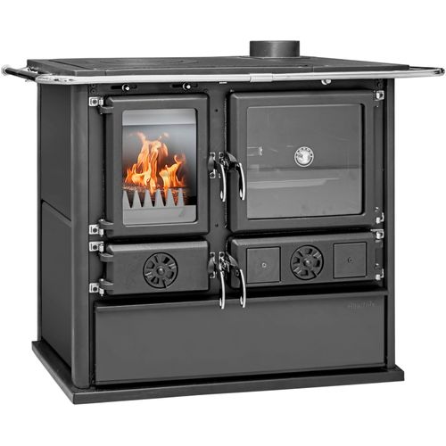 Festbrennstoffherd "Heathus Küchenofen »Cook Premium« Pure Black", schwarz, Kaminöfen, Ofenherd zum Heizen, Kochen & Backen