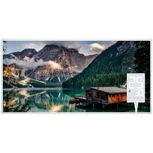 Heidenfeld Infrarotheizung HF-HP105 | Flachheizung - Heizpaneel - Bildheizung - Wandhalter - Überhitzungsschutz - Infrarot Heizung (800 Watt Bergsee)