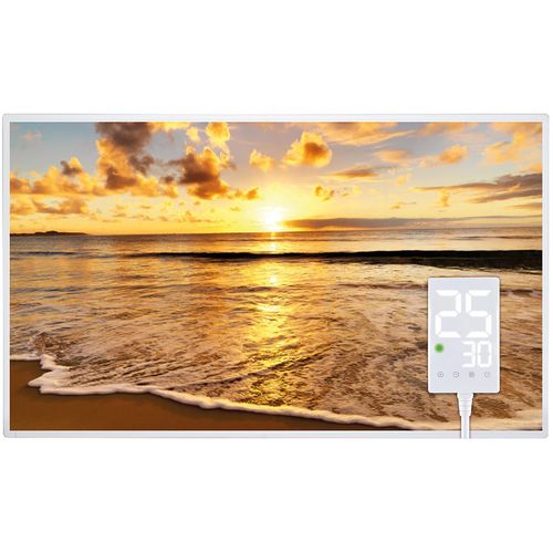 Heidenfeld Infrarotheizung HF-HP105 | Flachheizung - Heizpaneel - Bildheizung - Wandhalter - Überhitzungsschutz (600 Watt Strand1)