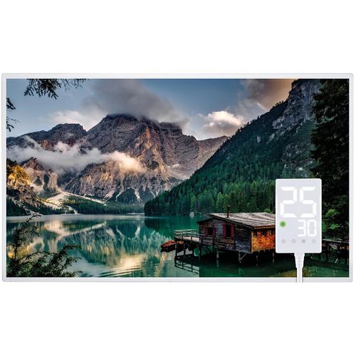 Heidenfeld Infrarotheizung HF-HP105 | Flachheizung - Heizpaneel - Bildheizung - Wandhalter - Überhitzungsschutz - Infrarot Heizung (600 Watt Bergsee)