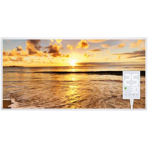 Heidenfeld Infrarotheizung HF-HP105 | Flachheizung - Heizpaneel - Bildheizung - Wandhalter - Überhitzungsschutz - Infrarot Heizung (1000 Watt Strand1)