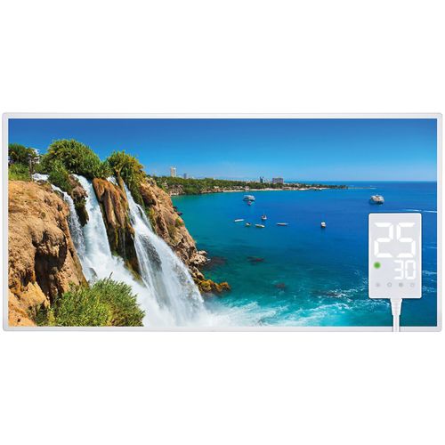 Heidenfeld Infrarotheizung HF-HP105 | Flachheizung - Heizpaneel - Bildheizung - Wandhalter - Überhitzungsschutz (1000 Watt Wasserfall1)