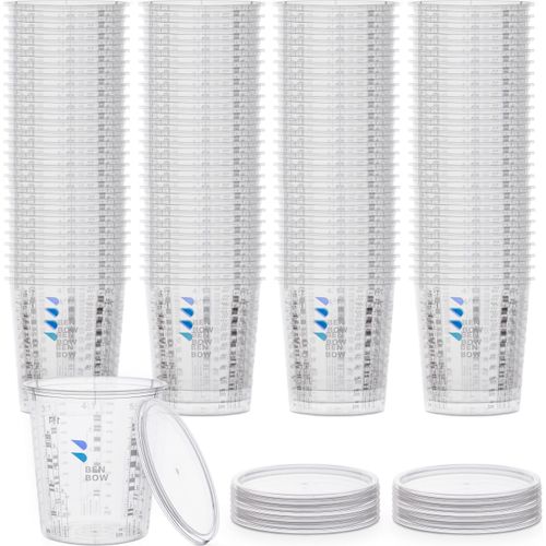 Benbow Profi-Messbecher mit Deckel 400x 385ml mit vielfältiger Skalierung - Becher mit Skala, Lackmischbecher, Meßbecher, Lackbecher