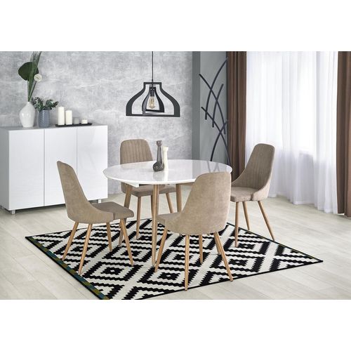 Halmar Zusammenklappbar Esstisch Eduard - weißer Glanz / Eiche Sanremo