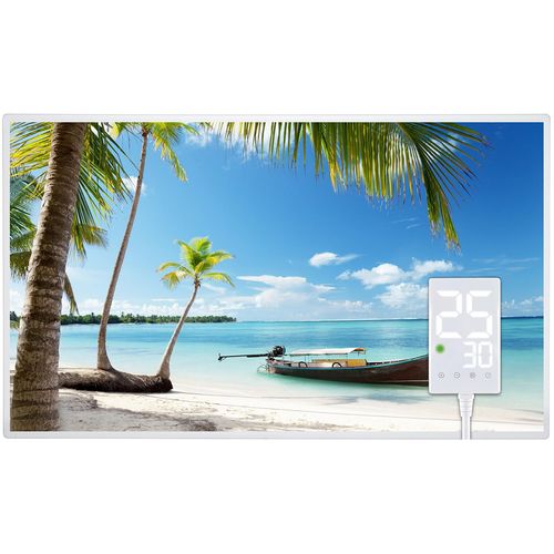 Heidenfeld Infrarotheizung HF-HP105 | Flachheizung - Heizpaneel - Bildheizung - Wandhalter - Überhitzungsschutz (600 Watt Strand3)