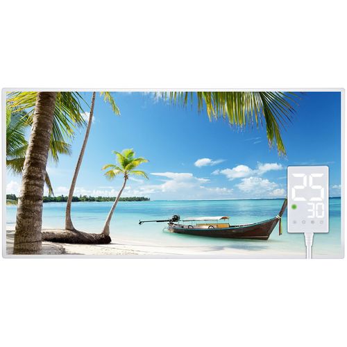 Heidenfeld Infrarotheizung HF-HP105 | Flachheizung - Heizpaneel - Bildheizung - Wandhalter - Überhitzungsschutz (800 Watt Strand3)