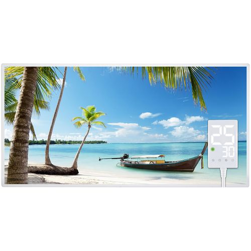 Heidenfeld Infrarotheizung HF-HP105 | Flachheizung - Heizpaneel - Bildheizung - Wandhalter - Überhitzungsschutz (1000 Watt Strand3)