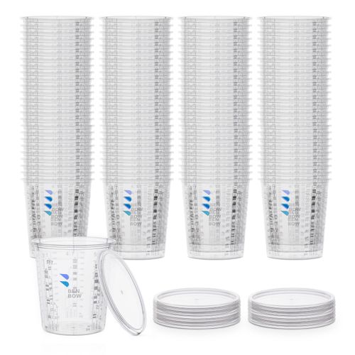 Benbow Profi-Messbecher mit Deckel 400x 1370ml mit vielfältiger Skalierung - Becher mit Skala, Lackmischbecher, Meßbecher, Lackbecher