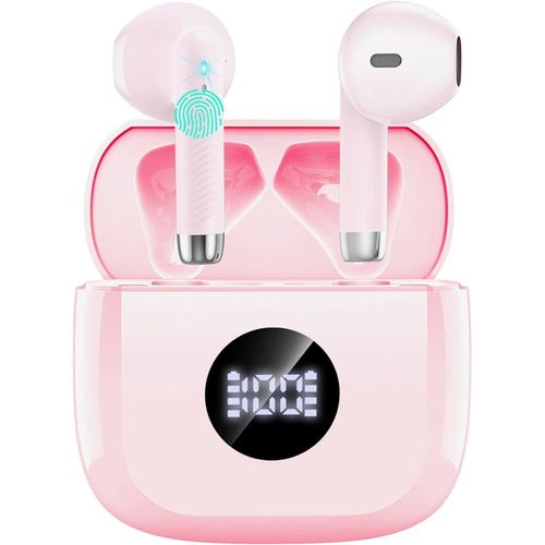 In-Ear-Kopfhörer 50Std 3D HiFiBluetooth 5.4, Tiefer Bass, 4 ENC Noise Cancelling Mic Earbuds, 2.8g IP7 Schnellladen kabellose,LED Ohrhörer Sport Gym