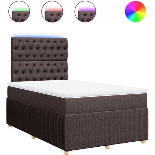 vidaXL Boxspringbett mit Matratze Dunkelbraun 120x190 cm Stoff Image