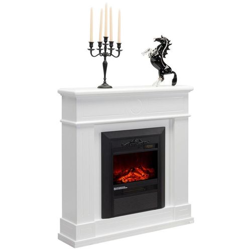 Landscape Elektrokamin, Weiß, Metall, Glas, Holzwerkstoff, 98x102x24 cm, RoHS, Fsc, Reach, Flammeneffekt separat schaltbar, Überhitzungsschutz, Freizeit, Heizen & Kühlen, Elektrokamine