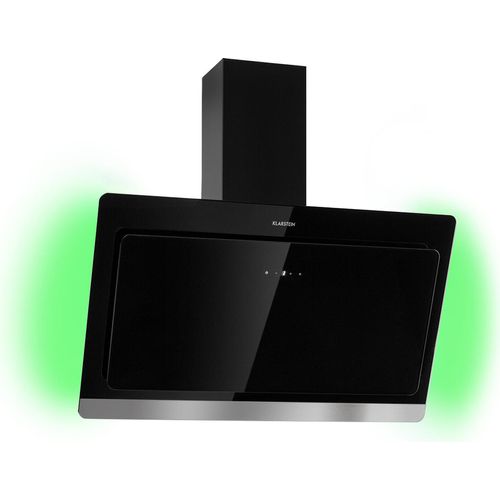 Klarstein Dunstabzugshaube 90cm, Abluft-Dunstabzugshaube, Abzugshaube mit Kohlektiv-Filter, Dunstabzug mit 563m³/h Luftstrom, Wandhauben für Küche mit RGB-LEDs, Leise Dunstabzugshauben 90 cm