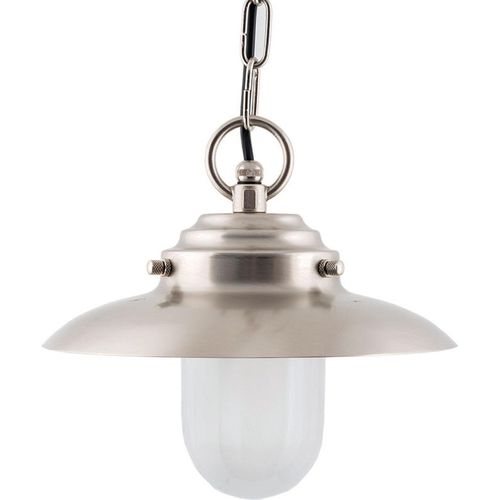Außenlampe Nickel IP54 E27 Ø 23 cm Messing massiv Maritim Pendelleuchte außen Garten Hof