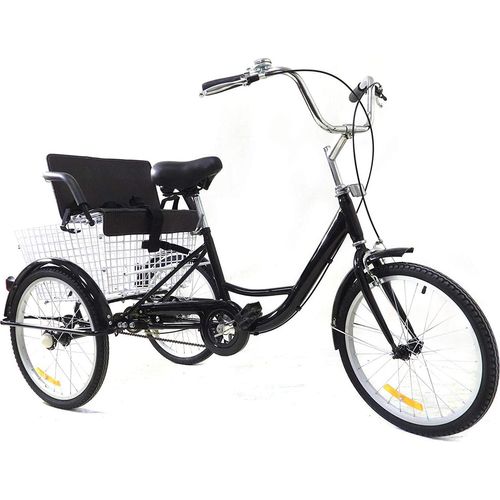 20 Zoll Dreirad Für Erwachsene Erwachsenendreirad Schwarz Mit Kindersitz Seniorenrad Single Geschwindigkeit 3 Rad Fahrrad Geschenk