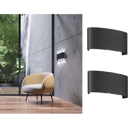 LED Außenwandleuchten 2er Set Schwarz - Up and Down für Fassadenbeleuchtung Haus