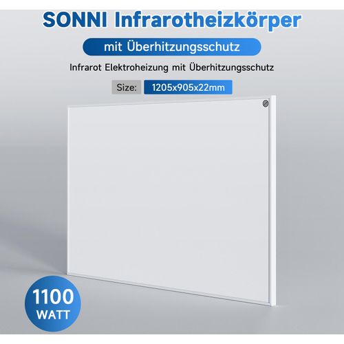 SONNI Infrarotheizung 1205x905 infrarotheizungen Heizkörper elektrisch Infrarot Heizpaneel 1100W Weiß Wandheizung heizkörperthermostat smart home energiesparend
