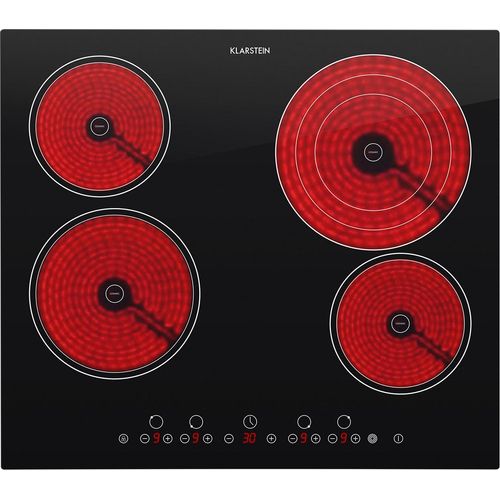 Klarstein Glaskeramik Kochfeld, Einbau-Kochfeld mit 4 Platten, 6500 W Elektro Kochfeld zum Kochen, Modernes Glaskeramikkochfeld, Glaskeramik Herdplatte mit 4 Kochfelder, Einbau Kochfeld Keramik