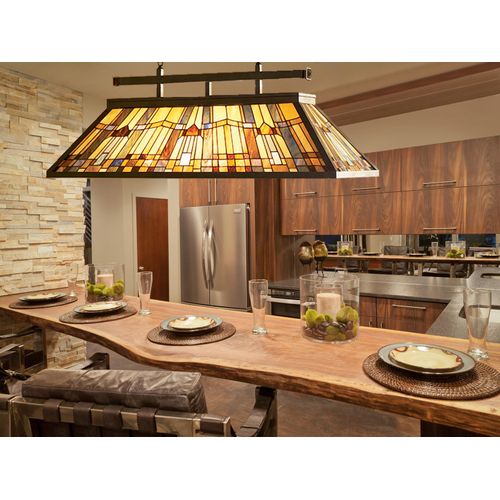 Ausgefallene Pendelleuchte aus Glas bunt im Tiffany Stil 3-flammig Länge 121cm