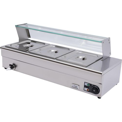 1200W 3*6L-Pfanne Speisenwärmer elektrisch Edelstahl Lebensmittelwärmer Lebensmittelqualität Warmhaltebecken