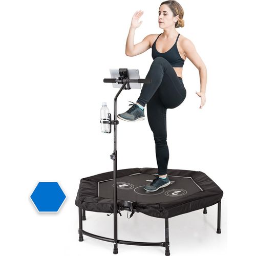 Capital Sports Fitness Trampolin, Indoor Jumping Fitness-Trampolin, Kleines Sport Trampolin mit Haltegriff, Mini-Trampolin Klappbar für Kinder & Erwachsene, Hexagonal Trampolin Klein, Sportgerät