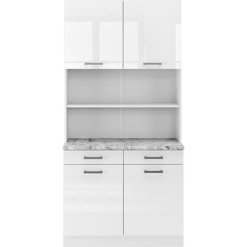Buffetschrank Vicco R-Line Weiß Hochglanz 100 cm , AP Marmor, Model 40042