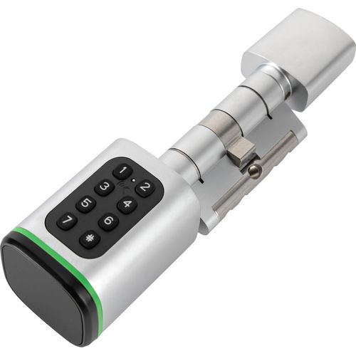 Kombinations-Türschloss Set elektrisch Tür-Schließzylinder mit 2 Schlüssel 4 Entriegelungsmethoden IP53 (Silber)