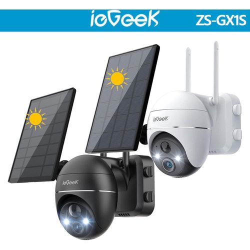 ieGeek Solar Akku Funk Überwachungskamera Set Außen WLAN 3MP CCTV PTZ 360° Kamera