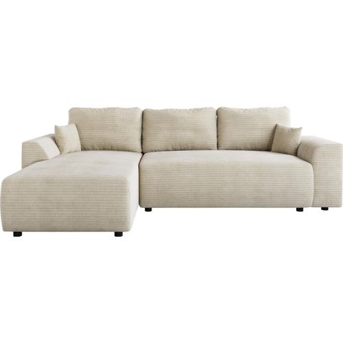 BroMARKT Ecksofa mit Schlaffunktion L-Form Romeo Beige