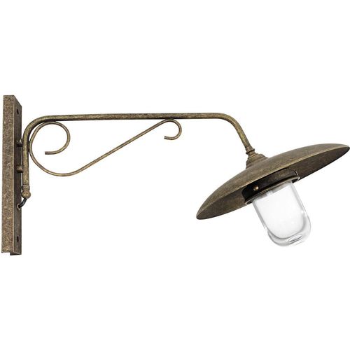 Außenlampe Wand Messing Glas H: 32 cm IP44 in Bronze Antik matt E27 Maritim Außenwandleuchte